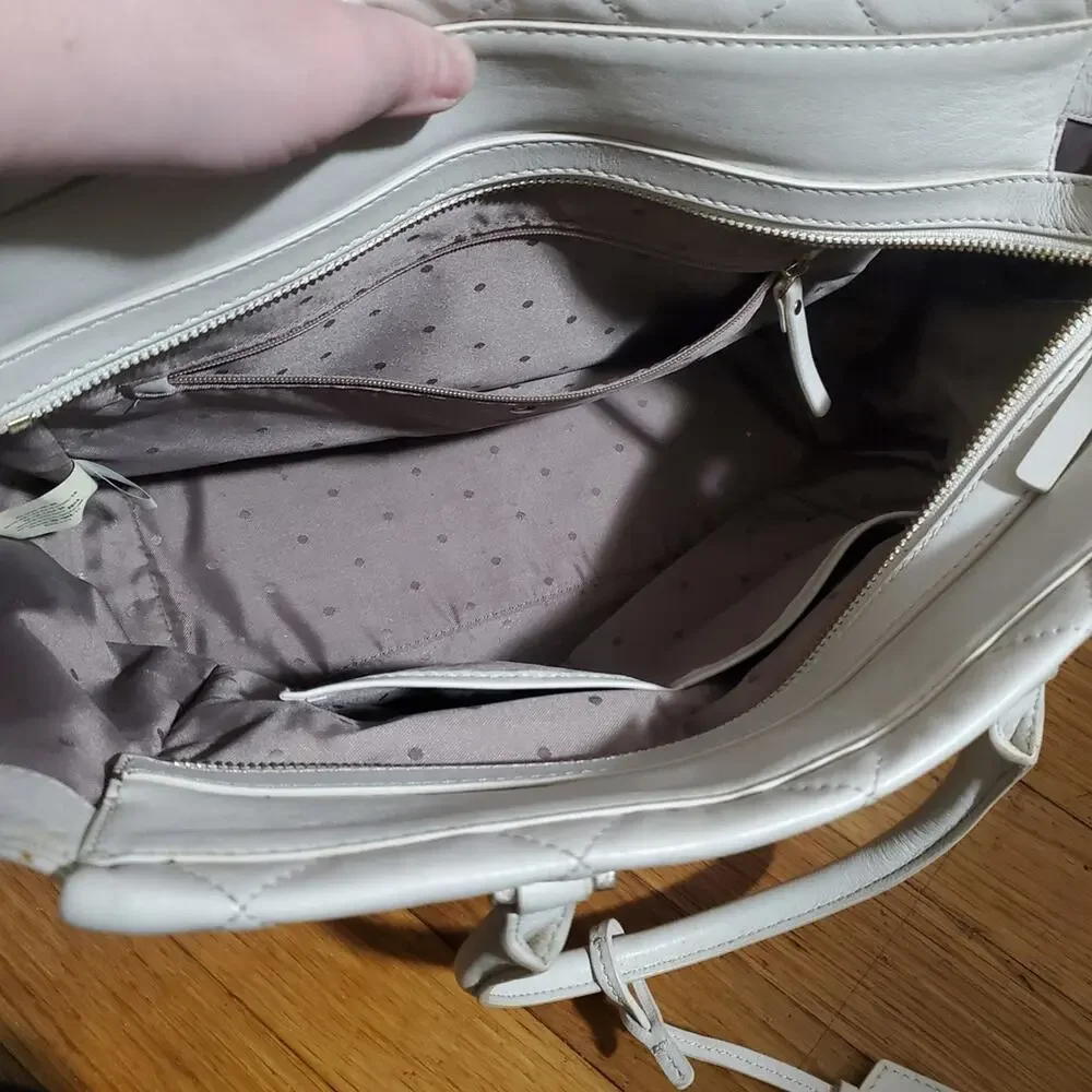 Kate Spade Taupe Quilted Leather Tote Handbag